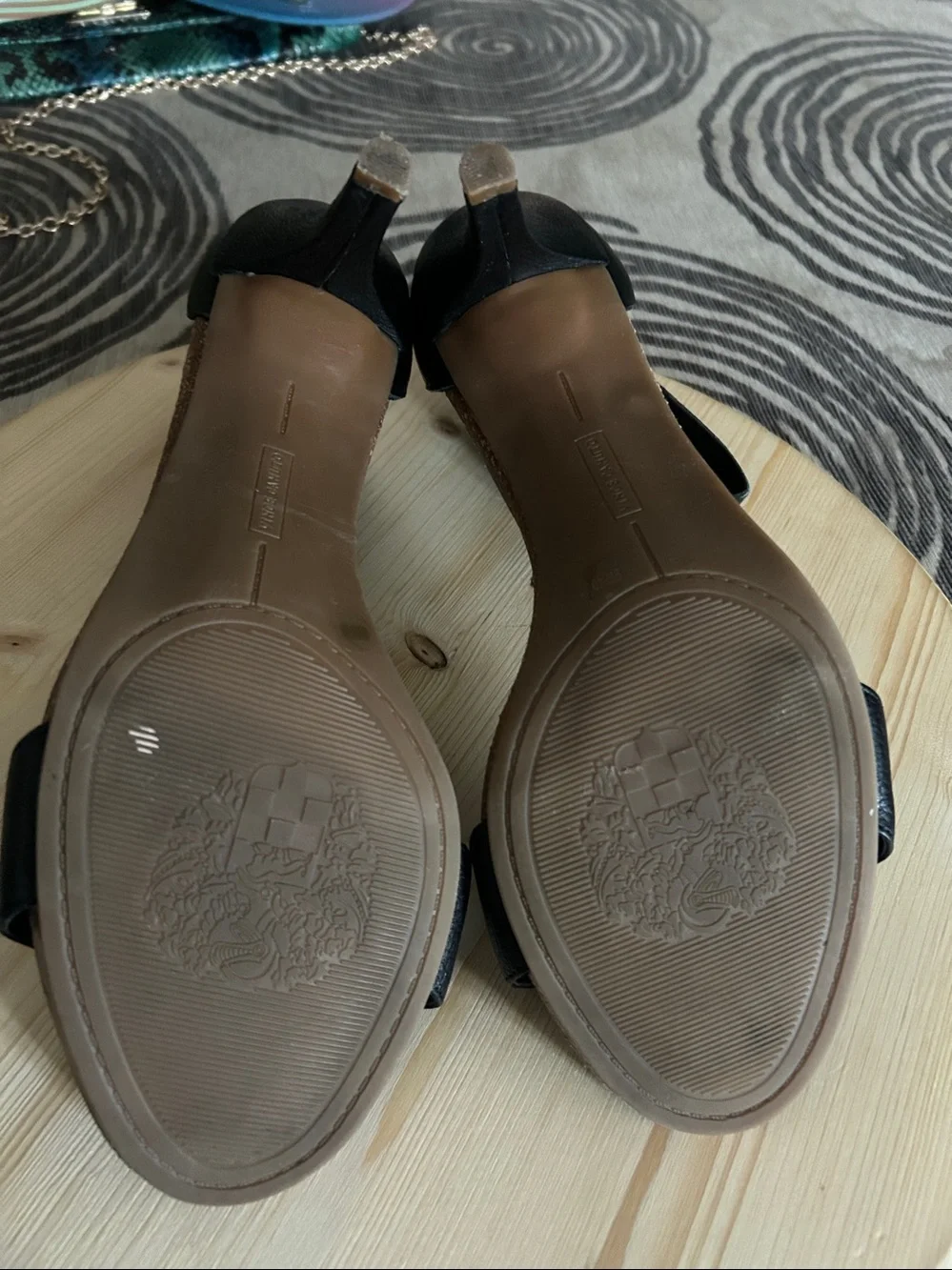 Vince Camuto Black Leather Ankle-Strap Heels - Picture 5 of 5